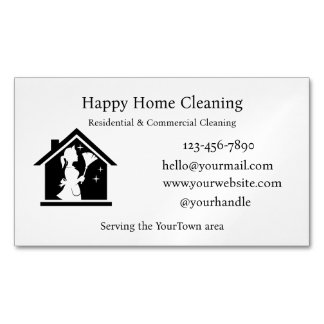 Cartão De Visitas Magnético Editable House Cleaning Business Card