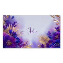 Elegante Aquarela Floral Roxo Dourado