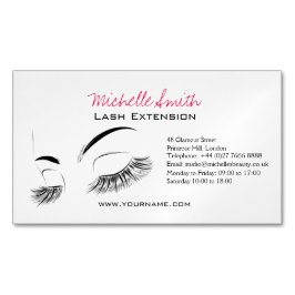 Cartão De Visitas Magnético Elegante Bar Lash de Desenho Elegante, preto e bra