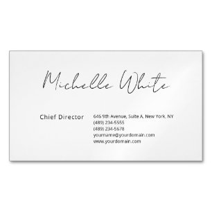 Cartão De Visitas Magnético Elegante Branco Profissional Moderno Simples