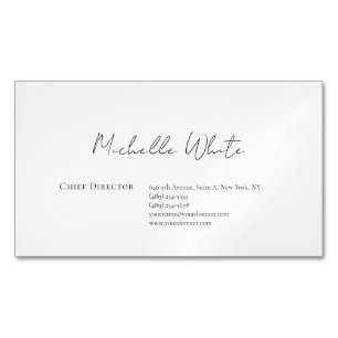 Cartão De Visitas Magnético Elegante Branco Profissional Moderno Simples