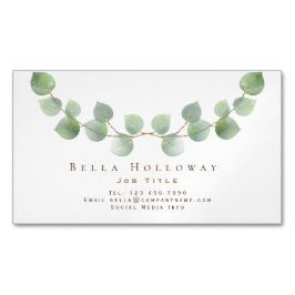 Cartão De Visitas Magnético Elegante Eucalyptus Leaf Green Dourada qualquer pr