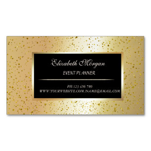 Cartão De Visitas Magnético Elegante Moderno Convidativo Dourado, Moldura