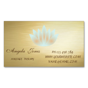 Cartão De Visitas Magnético Elegante Moderno Estiloso Dourado, Flor de Lótus