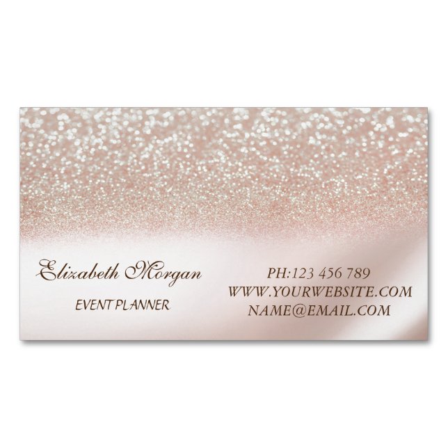 Cartão De Visitas Magnético Elegante Moderno Glitter Sofisticado (Frente)