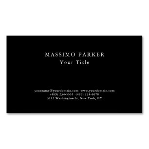 Cartão De Visitas Magnético Elegante Preto Sofisticado Simples Profissional Mo