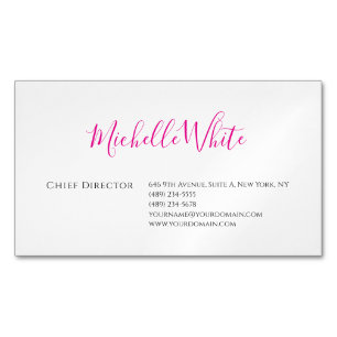 Cartão De Visitas Magnético Elegante Rosa Branco Moderno Profissional