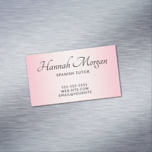 Cartão De Visitas Magnético Elegante Script Rosa Pálido Ombre