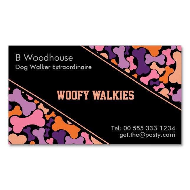 Cartão De Visitas Magnético empresa de design de ossos para cães — Stationery  (Frente)