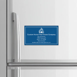 Cartão De Visitas Magnético Empresa Moderna de Imóveis Blue Realtor Casa
