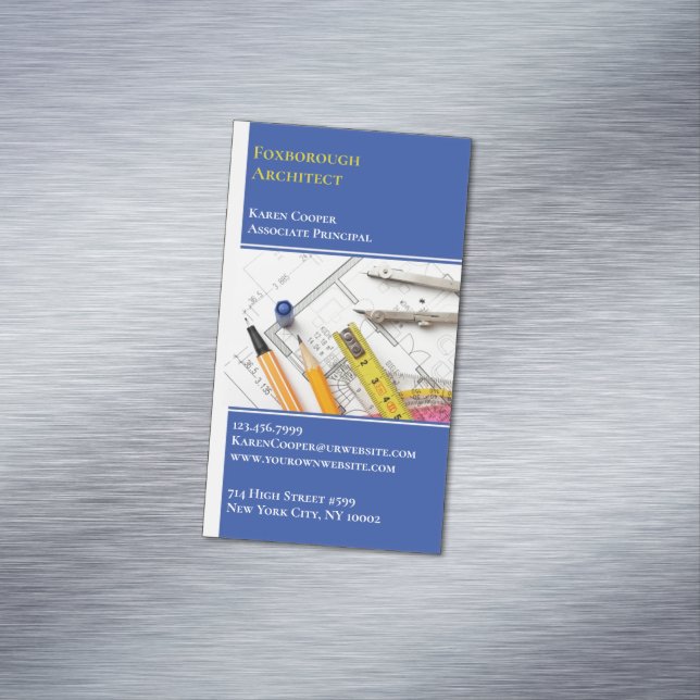 Cartão De Visitas Magnético Engenharia de arquitetura (Posição Original)