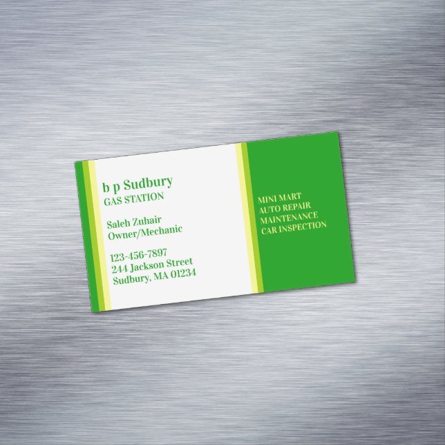 Cartão De Visitas Magnético Estação de gás (Posição Original)