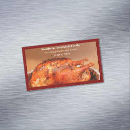 Cartão De Visitas Magnético Estilo Escuro Vermelho Revestido Comidas Preparada