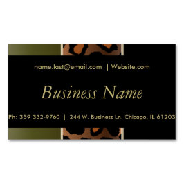 Cartão De Visitas Magnético Estirpes-Leopardo Negra-Elegante, Dourada e Verde-