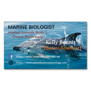 Cartão De Visitas Magnético Estudo clássico da Vida Marinha do Oceano Azul Cla