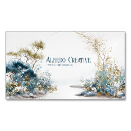 Cartão De Visitas Magnético Ethereal Blue Green Watercolor Landscape Gold Arch