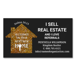 Cartão De Visitas Magnético Eu Vendo Real Estate Love Refere Glitter Realtor