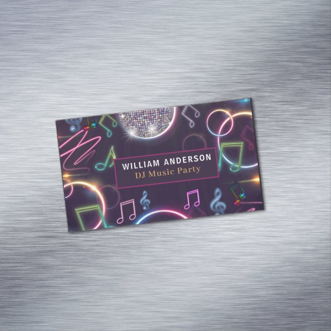 Cartão De Visitas Magnético Evento Moderno do DJ Music Party (Posição Original)