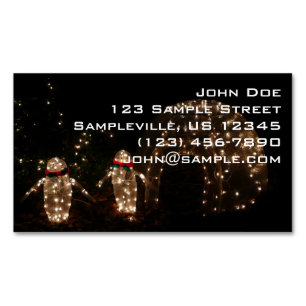 Cartão De Visitas Magnético Exibição de Luzes de Férias de Pinguins