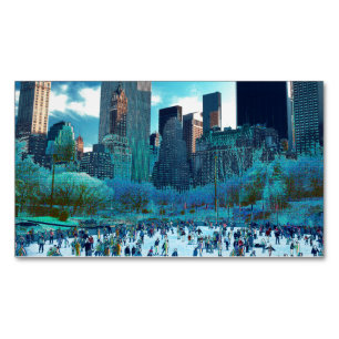 Cartão De Visitas Magnético Fantasia de Patinação no Gelo Central Park