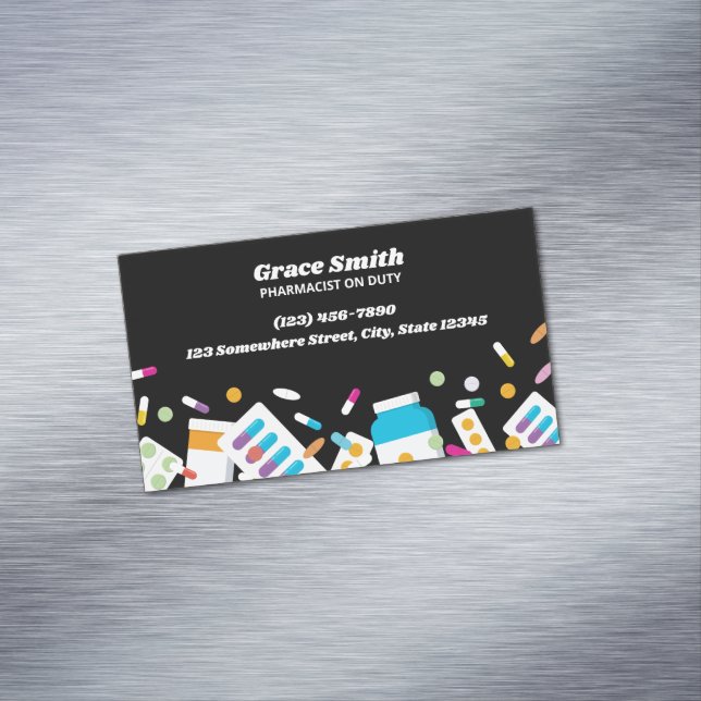Cartão De Visitas Magnético Farmacêutico Preto (Posição Original)