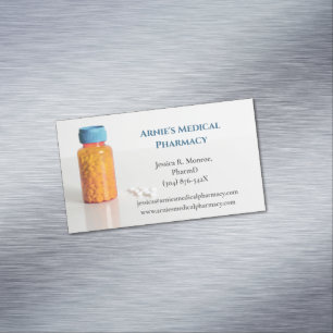Cartão De Visitas Magnético Farmácia do Farmacêutico do Frasco de Pílula Laran