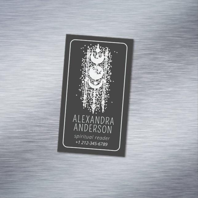 Cartão De Visitas Magnético Fases Celestiais Da Lua Espiritual Místico (Posição Original)