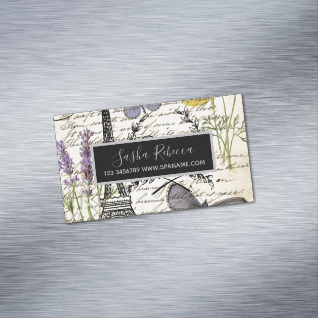 Cartão De Visitas Magnético Fashion Salon SPA Torre francesa eiffel Paris (Posição Original)