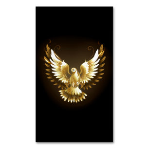 Cartão De Visitas Magnético Faux Gold Foil Peace Dove em Preto