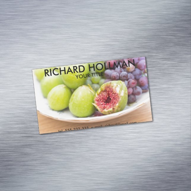 Cartão De Visitas Magnético Figos frescos e uvas (Posição Original)