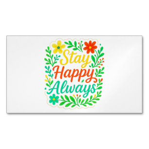 Cartão De Visitas Magnético Fique Feliz, Sempre Motivador, Design Floral de Ci