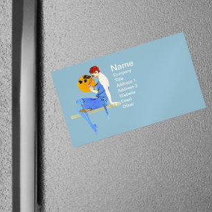 Cartão De Visitas Magnético Flapper Lady Moon Red Hair da Vintage, 1920