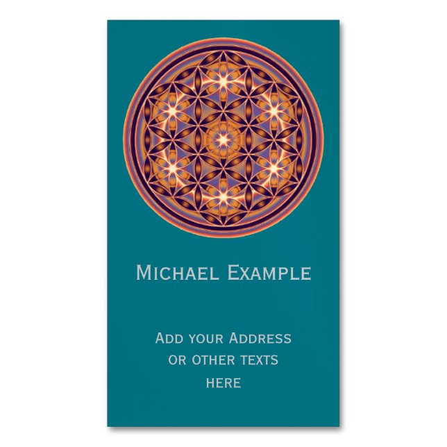 Cartão De Visitas Magnético Flor De Vida / Blume des Lebens - Botão II (Frente Vertical)