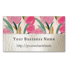 Cartão De Visitas Magnético Flores Rosa e Couro Nervoso