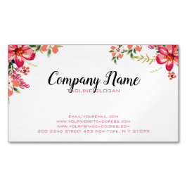 Cartão De Visitas Magnético Flores Rosa E Vermelho