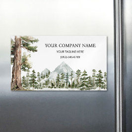 Cartão De Visitas Magnético Floresta Verde Aquarela Personalizada Outdoor