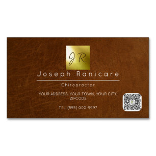 Cartão De Visitas Magnético folha de ouro para branding de couro marrom