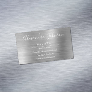 Cartão De Visitas Magnético Folha de prata profissional moderna
