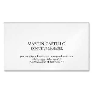 Cartão De Visitas Magnético Fonte Serif Moderno Preto Branco Elegante