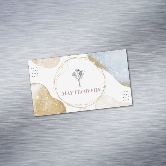 Cartão De Visitas Magnético Formas de Abstrato Dourado Moderno (Posição Original)