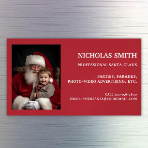 Cartão De Visitas Magnético Foto de Papai Noel de Natal Profissional