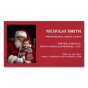 Cartão De Visitas Magnético Foto de Papai Noel Profissional de Natal