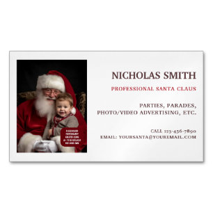 Cartão De Visitas Magnético Foto do Papai Noel Profissional