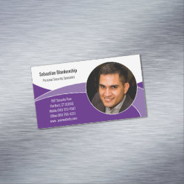 Cartão De Visitas Magnético Foto personalizada do Abstrato Purple Security Pro