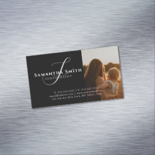 Cartão De Visitas Magnético Fotografia Branca e Preto Moderno Profissional