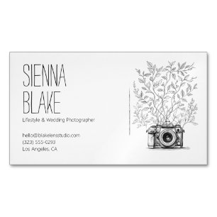 Cartão De Visitas Magnético Fotógrafo do Logotipo da Câmera Botânica