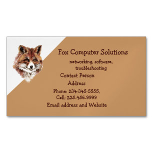 Cartão De Visitas Magnético Fox Animal Nature Willife Computer Solutions