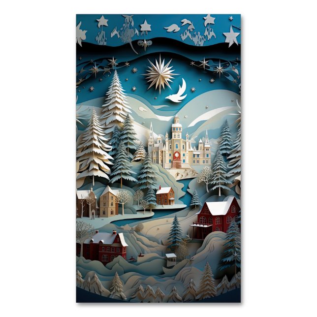 Cartão De Visitas Magnético Fundo de Natal do Efeito 3D Abstrato (Frente Vertical)