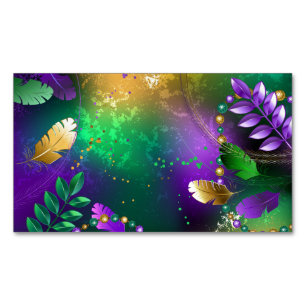 Cartão De Visitas Magnético Fundo márdi iridescente com miçangas