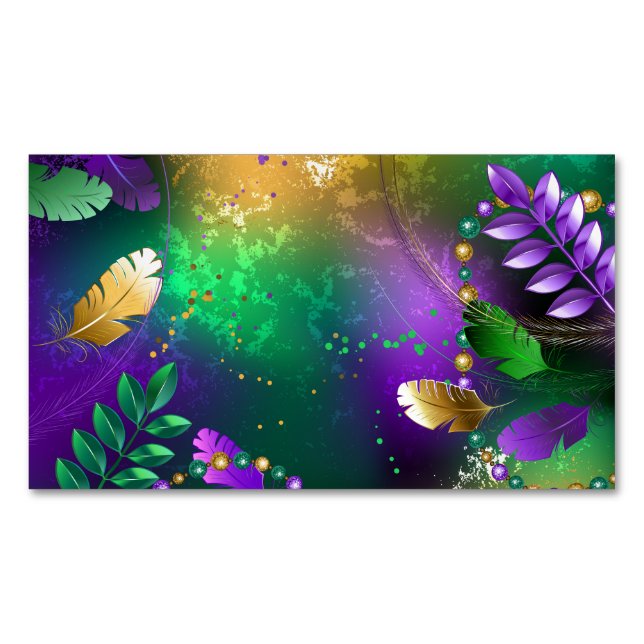 Cartão De Visitas Magnético Fundo márdi iridescente com miçangas (Frente)